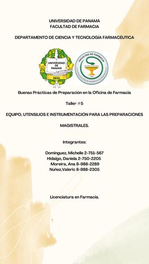 Equipo, Utensilios E Instrumentación Para Las Preparaciones Magistrales