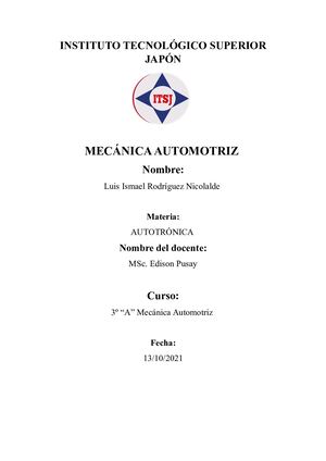 Cuaderno Digital Sobre Los Sensores Y Actuadores De Un Vehículo Específico