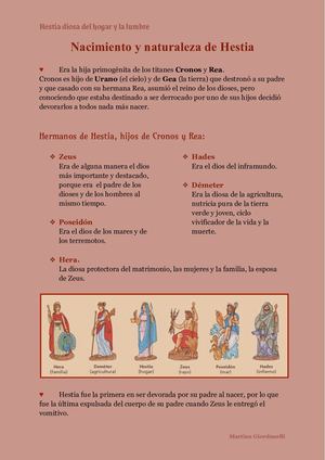 Nacimiento Y Naturaleza De Hestia