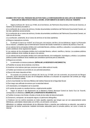 2021 Examen Auxiliar De Biblioteca