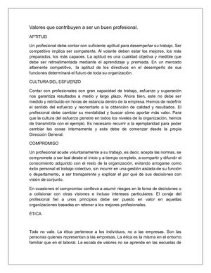 Valores Que Contribuyen A Ser Un Buen Profesional