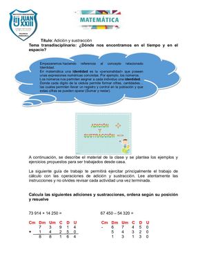 Adicion Y Sustraccion