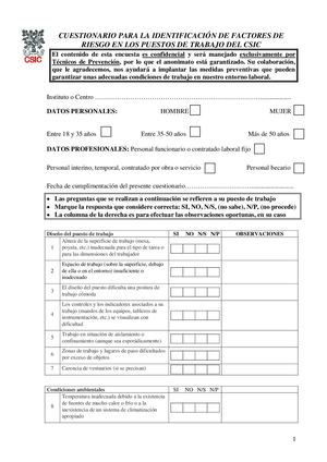 Cuestionario Identificación Riesgos