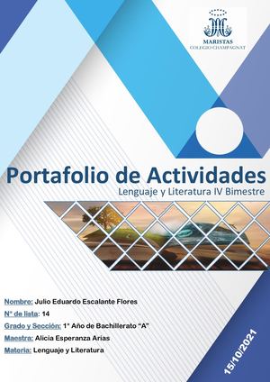 Portafolio De Lenguaje 4to Bimestre.