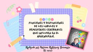 Funciones Y Disfunciones De Los Lóbulos Y Hemisferios Cerebrales Que Influyen En El Aprendizaje