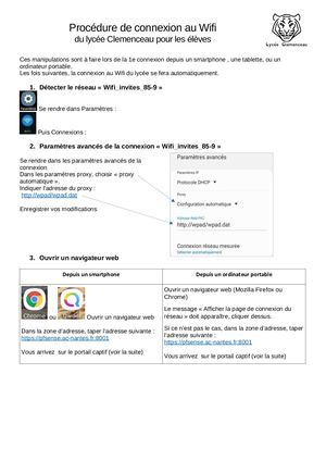 Procédure de connexion au Wifi Lycée Clemenceau _ élèves