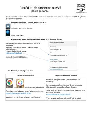 Procédure de connexion au Wifi du Lycée Clemenceau (pour les personnels)