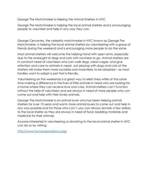 Matchmaker With A Heart Encourages People to Volunteer