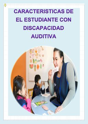 Caracteristicas Del Estudiante Con Discapacidad Auditiva