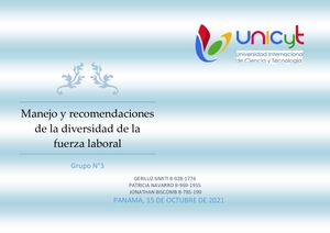 Manejo Y Recomendaciones De La Diversidad De La Fuerza Laboral