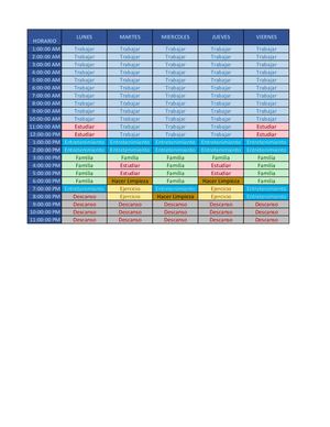 Horario Semanal Excel