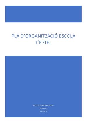 Pla D'organització Escola L'estel 21 22