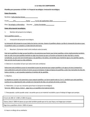 Proyecto Tecnológico Innovación Tecnológica Tarro Pastillero Casero