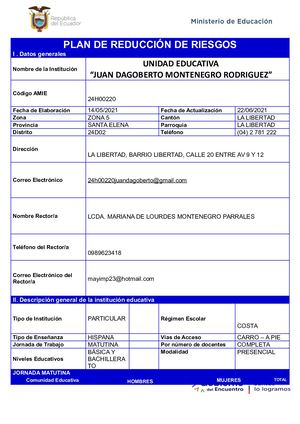 Plan De Reducción De Riesgos 2021 (Junio)
