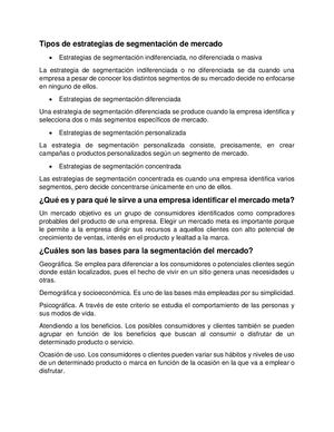 Tipos De Estrategias De Segmentación De Mercado