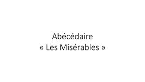 Abécédaire Sur Les Misérables