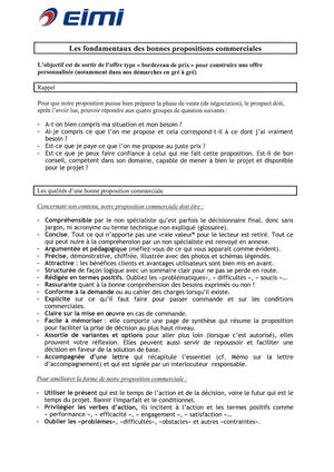 Synthèse Fondamentaux D'une Bonne Offre