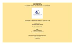 Cuadro Sinoptico Planificación Didáctica Oneivis