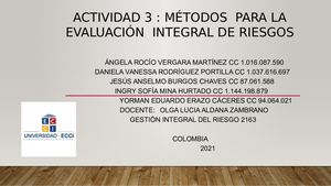 Actividad 3 Métodos De Evaluación De Riesgos