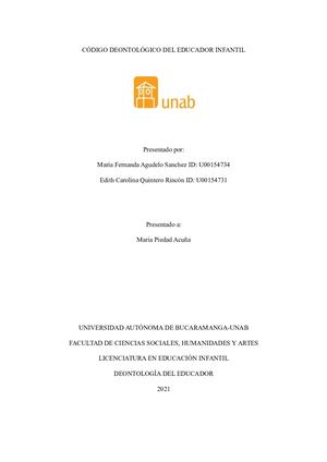 Código Deontológico Del Educador Infantil (Final)