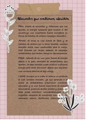 Alimentos Que Contienen Almidon