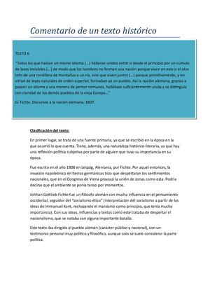 Comentario De Un Texto Histórico