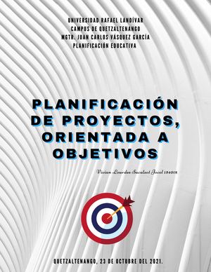 Planificación De Proyectos, Orientada A Objetivos