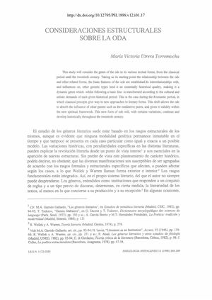 Consideraciones Estructurales De Una Oda