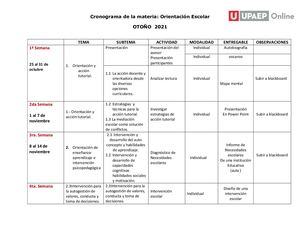 Cronograma Orientación Escolar