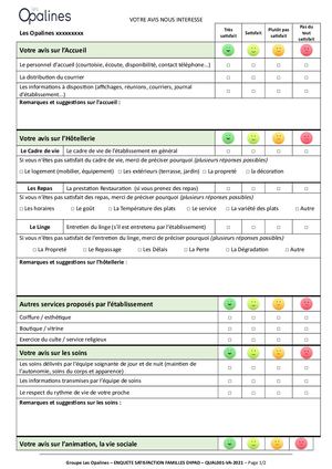 Ehpad Questionnaire Familles V 2021
