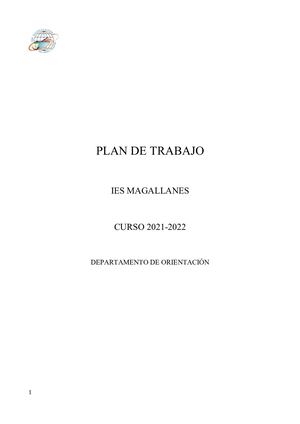 Plan De Trabajo Departamento De Orientación 21 22