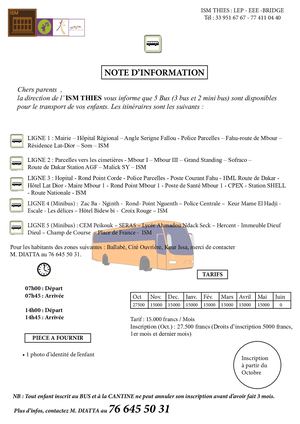 ISM THIES Note D'information Bus 2021 2022