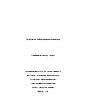 Clasificación De Manuales Administrativos