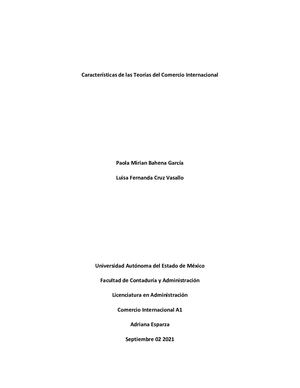 Características De Las Teorías Del Comercio Internacional
