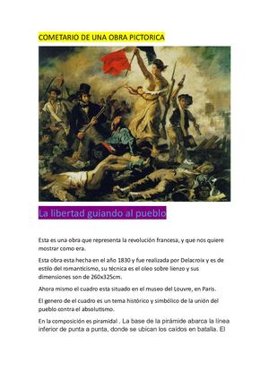 Cometario De Una Obra Pictorica : La libertad guiando al pueblo