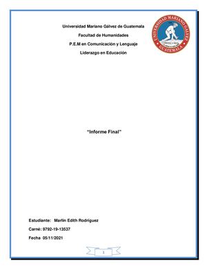Informe Final De Liderazgo