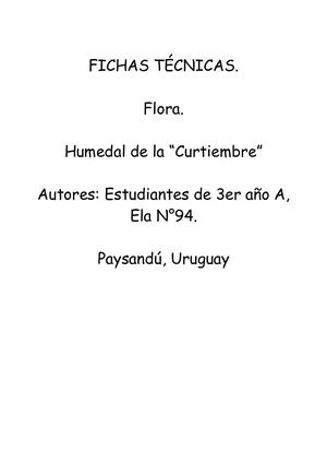 Libro Fichas Técnicas Flora Humedal De La Curtiembre