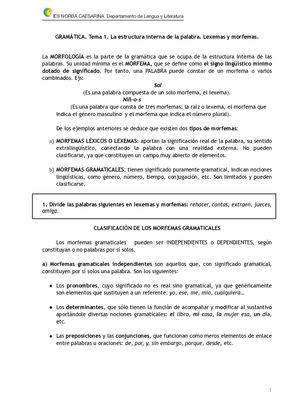 Gramática 1 La Estructura De La Palabra