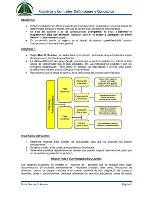 Definiciones De Registro Y Control