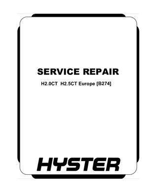 Hyster B274 (H2 5ct Europe) Forklift Service Repair Manual