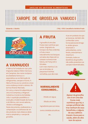 Análise — Xarope De Groselha Vanucci
