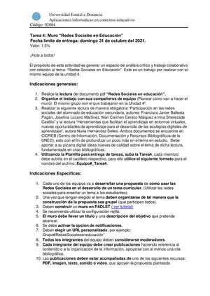 2 Consigna Tarea 4 Muro Grupal Usando Padlet