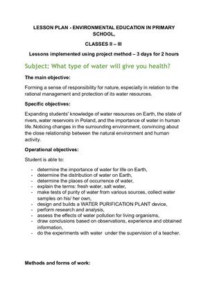 LESSON PLAN - ENVIRONMENTAL EDUCATION (Poland).