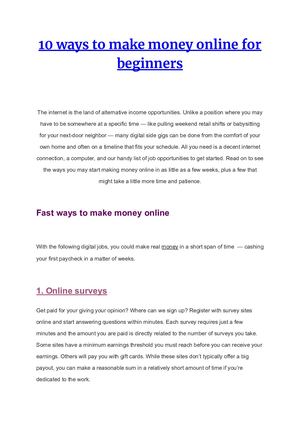 Calaméo - 10 Ways To Make Money Online For Beginners Google Docs