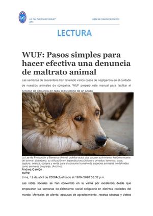 Lectura Maltrato Animal Denunciar