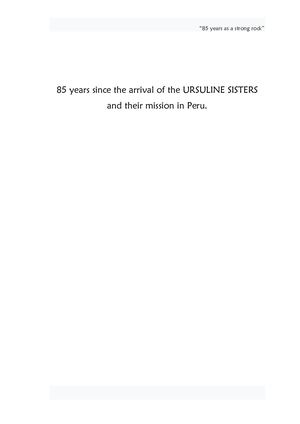 85 years since the arrival of the URSULINE SISTERS and their mission in Peru
