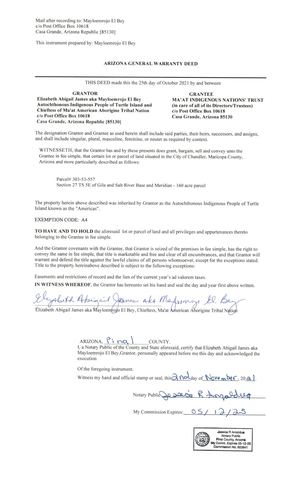 Signed And Notarized Quit Claim Deed - 927 E. Libra Place