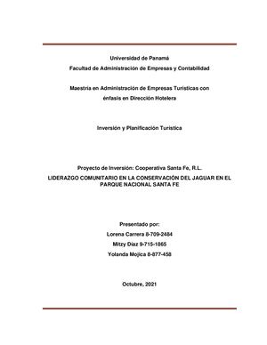Proyecto Cooperativa De Turismo Santa Fe
