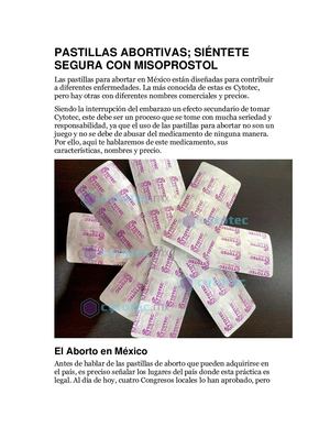 PASTILLAS ABORTIVAS SIÉNTETE SEGURA CON MISOPROSTOL