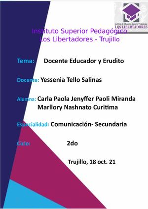 El Docente Erudito Y Educador